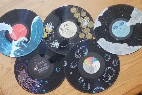 Excited to share these super cute custom records that are made to order!! Purchase them as a gift for a loved one or to treat yourself ;) Check out the link to my shop https://etsy.me/3psf0br Painting Records, Painting Cds, Garage Redo, Vinyl Record Art Ideas, Painted Records, Vinyl Paintings, Painted Vinyl Records, Record Wall Art, Vinyl Art Paint