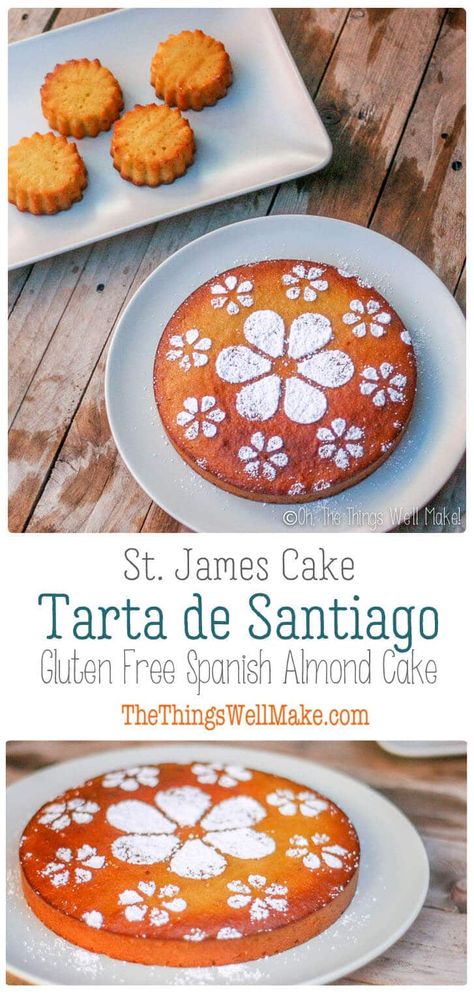 The Tarta de Santiago as it's normally decorated with a cross Spanish Almond Cake, Foreign Cuisine, Pantry Basics, Ketone Recipes, Gf Baking, Meal Inspiration, Sweet Bites, Spanish Recipes, Gaps Diet