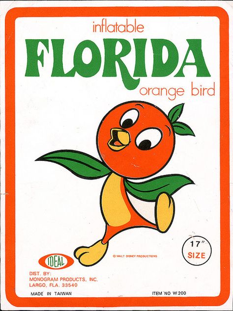 Florida Orange Bird Florida Orange Bird, Orange Bird Disney, Orange Tattoo, Toy Labels, Disney Magic Bands, Florida Oranges, Inflatable Toy, Orange Bird, History Projects