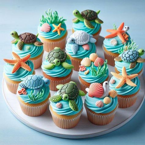 Turtles Addict | How beautiful | Facebook Sea Turtle Cake Ideas, Sea Turtle Cake Birthdays, Turtle Cake Ideas, Turtle Themed Birthday Party, Sea Creature Cake, Reef Cake, Sea Turtle Cupcakes, Turtle Dessert, Sea Turtle Cake