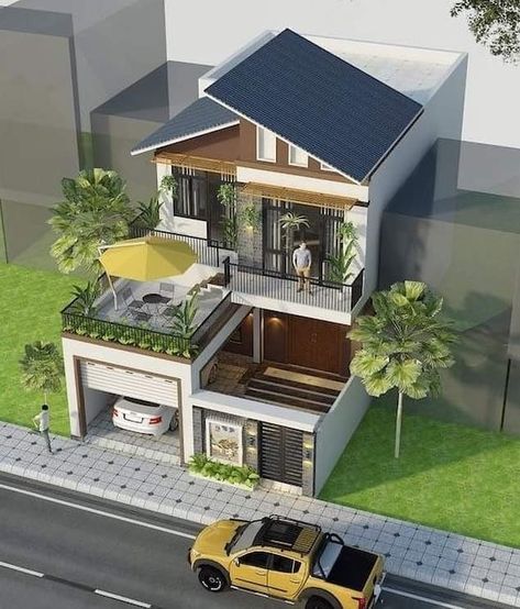 Small House Exteriors, Home Designs Exterior, 2 Storey House Design, Two Story House, Modern Small House Design, Small House Design Exterior, Small House Elevation Design, Casas The Sims 4, Modern House Facades