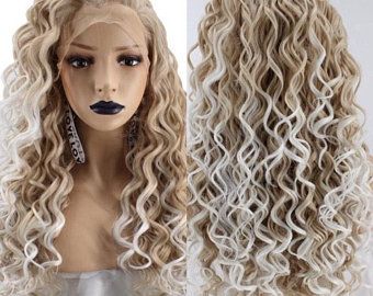 26 Light BLonde Curly lace front wig NWT | Etsy Spiral Perm Long Hair, Spiral Perms, Balayage Platinum, Loose Perm, Blonde Hair With Roots, Spiral Perm, Dark Roots Blonde Hair, Curly Lace Front Wigs, Beautiful Wigs