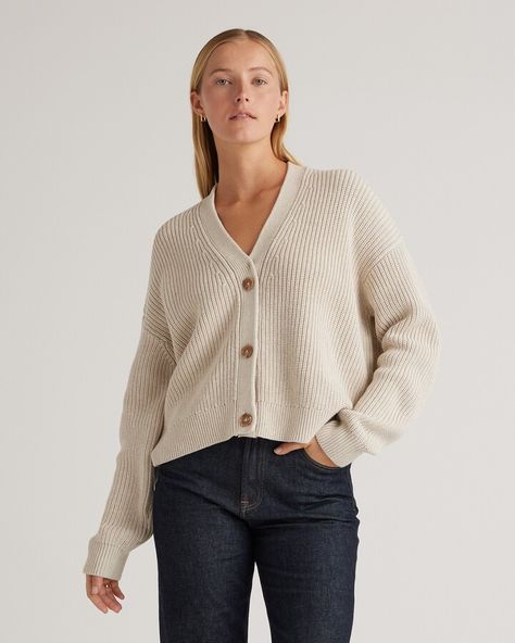 Fisherman Boxy Cropped Cardigan Sweater Boyfriend Cardigan, Cropped Cardigan Sweater, One Step Closer, Quarter Zip Sweater, Cotton Cardigan, Waist Jeans, Break Out, Same Style, Cropped Cardigan