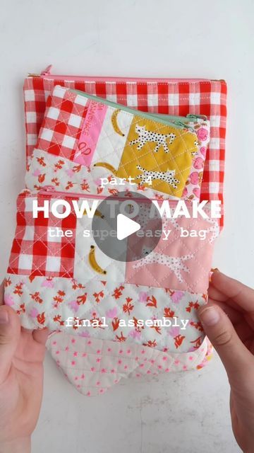 Laura - Sewing Made Easy on Instagram: "How I make my patchwork zipper pouch - part 4💡✨🌸🪿  After piecing and quilting the patchwork panels for my zipper pouch, and adding zipper tabs, I am now assembling my bag.  Starting with my lining-zipper-fabric sandwich. And repeat for the other side. Topstitch it all. And then lining on lining and fabric in fabric to sew it all together. Easy!   👉🏻 full pattern + free video are on my website 👉🏻 save this for later 👉🏻 and remember, zipper tabs are eaaaaasy!  #sewingforbeginners #zipperpouch #zipperbag #bagmaking #zippertabs #bagineer" Scrappy Zipper Pouch, Patchwork Pouch, Christmas Shoebox, Diy Pouch No Zipper, Shoebox Ideas, Diy Pouch, Vegetable Bag, Pouch Diy, Wallet Tutorial