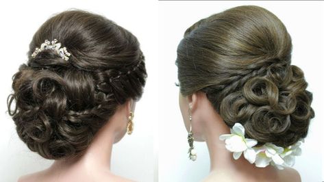 Today I uploaded for you tutorial with 2 beautiful wedding hairstyles for long hair. Look on the wedding day any girl wants not only beautiful and elegant, b... Easy Bridal Updo, Bridal Updo Tutorial, Braided Updo Tutorial, Wedding Updo Tutorial, Juda Hairstyle, Easy Braided Updo, Braided Buns, Bridal Hair Tutorial, Updo Hairstyles Tutorials