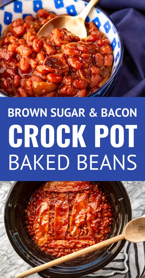 Baked Beans Recipe Crockpot, Crock Pot Baked Beans, Beans Recipe Crockpot, Baked Beans Crock Pot, Slow Cooker Baked Beans, Baked Beans With Bacon, Beans With Bacon, Beans In Crockpot, Homemade Baked Beans