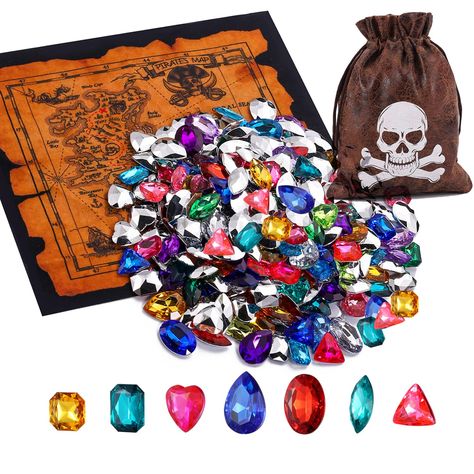 PRICES MAY VARY. ✅ PIRATE PARTY TREASURE - Add happy atmosphere to your pirate adventure themed party for your little adventurers by burying a couple of these pirate treasures. This set treasure gems are ideal for pirate role play party, sandbox treasure dig, Easter egg stuffer, treasure boxes goody bag fillers. Perfect to give to little ones as pirate costume decor, party decorations, stage performance props, Halloween party, classroom prizes and also are good choices as kids birthday gift, Chr Halloween Party Classroom, Pirate Role Play, Secret Writing, Fabric Map, Easter Egg Stuffers, Egg Stuffers, Pirate Map, Pirate Treasure Maps, Pirate Games