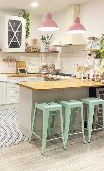 Kitchen Apartment Aesthetic, Danish Kitchen, Pastel Danish, Kitchen Apartment, Apartment Aesthetic, Aesthetic Pastel, Pink Kitchen, Apartment Decorating, Apartment Kitchen