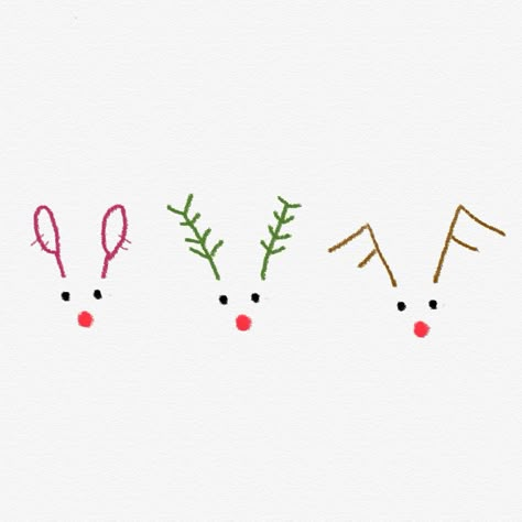 Simple Christmas Illustration Drawing, Simple Doodles Christmas, Raindeer Drawing Christmas Simple, Reindeer Simple Drawing, Line Art Christmas Card, Easy Christmas Designs To Draw, Rudolph Drawing Easy, Reindeer Line Drawing, Easy Rudolph Drawing