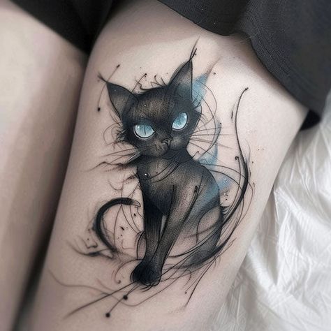 Discover our Black Cat tattoo outlines. Spare change for sprawling art if you apply for our subscription. Witchy Black Cat Tattoo, Siloette Ideas Tattoo, Small Tattoo Cover Up Ideas For Women, Depth Tattoo, Halloween Theme Tattoo, Triple Moon Goddess Tattoo, Insect Tattoo Design, Funny Cat Tattoo, Black Outline Tattoo