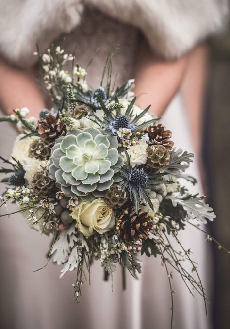 Rustic Winter Wedding Bouquet, Evergreen Bridal Bouquet, Bridal Bouquet Forest Theme, Mint Green Bridal Bouquet, Winter Wedding Bouquet Evergreen, White And Green Winter Bouquet, Winter Wedding Bouquet Evergreen Cascading, Winter Wedding Bouquet Pinecones, Winter Wedding Flowers Bouquets