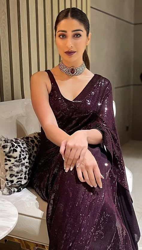 Raai Laxmi Bold Glamorous Outfits And Looks Blouse Designs Latest For Sequence Saree, Wine Saree Makeup Look, Saree Modern Party Wear, Blouse Designs Latest Fancy Sarees, Saree Convocation, Blouse Designs Latest Fancy, Saree Makeup Look, Latest Fancy Sarees, Modern Party Wear