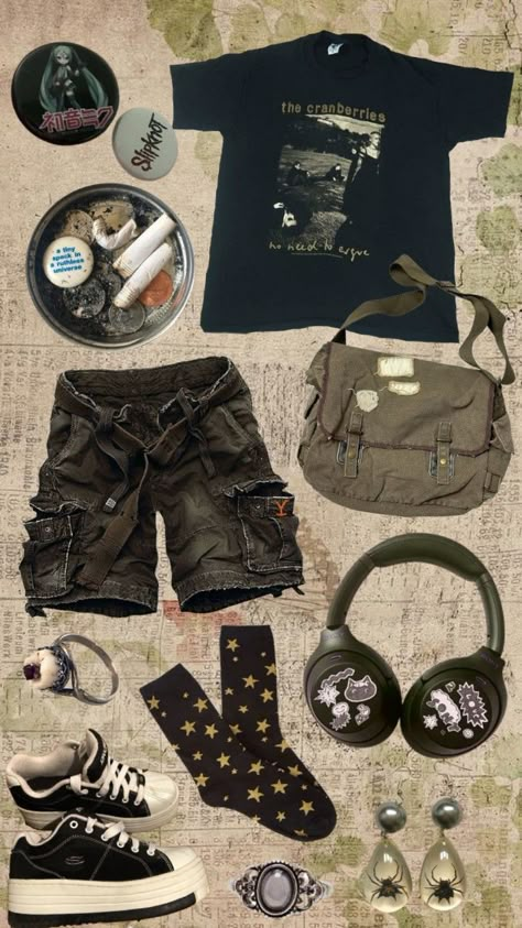 Outfits For 13 Yo, Chaoscore Outfits, Goblincore Outfits Masculine, Masc Goblincore Outfits Summer, Masc Grunge Fairycore, Summer Punk Outfits, Masc Fairy Grunge Outfit, Light Grunge Outfits, Loser Core Outfits