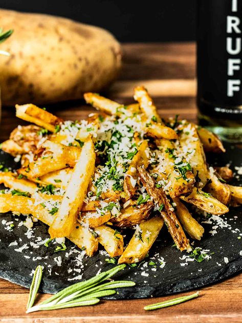 The rising aroma of savory truffle oil paired with the crackle and crunch of crispy double fried chips is hard to beat. Parmesan Truffle Fries, Fried Chips, Truffle Fries, Truffle Oil, Own Home, Truffles, Parmesan, Chips, Science