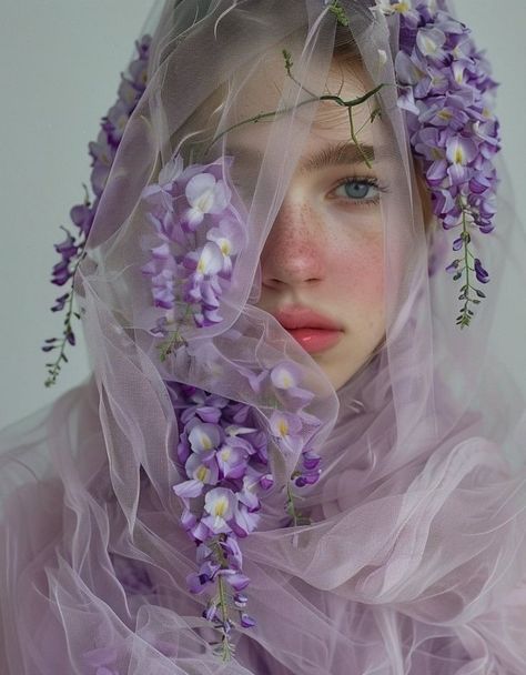 Photoshoot With Flowers Portraits, Ap Photography, Purple Palette, Portrait Reference, Creative Photoshoot, Portraiture Painting, Photoshoot Studio, Islamic Calligraphy Painting, Creative Photoshoot Ideas