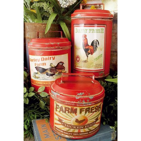 Farmhouse Canister Set, 3 Piece Kitchen Canister Set, Rooster Canisters, Farmhouse Canisters, Kitchen Canister Set, Metal Canisters, Tin Canisters, Kitchen Organisation, Rooster Decor