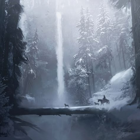 Log Bridge, Evelynn League Of Legends, Conifer Forest, Concept Art Portfolio, Horseback Rider, Forest Path, Fantasy Setting, Fantasy Places, Biome