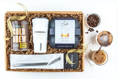 Iced Coffee Kit // Artisan Cold Brew Gift // Mouth.com Christmas Gifts Baskets, Coffee Kit, Gifts Baskets, Cheese Gifts, Holiday Gift Baskets, Spa Gift Basket, Coffee Gift, Metal Straws, Coffee Lover Gifts