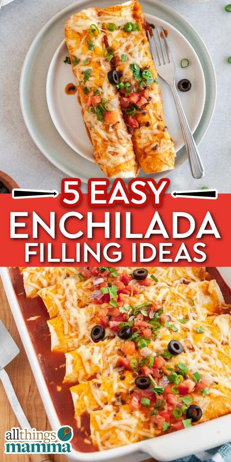 Who needs a recipe?! These easy enchilada filling ideas will help you get your creativity flowing—and help make dinnertime a whole lot tastier. Enchilada Filling, Best Enchiladas, Easy Enchiladas, Latin Food, Filling Recipes, Meals For Two, Enchiladas, Dinner Time, Spice Up