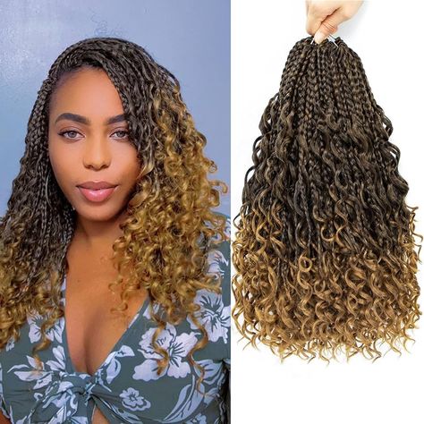 Amazon.com : Liang Dian Goddess Box Braids Crochet Hair With Curly Ends 24 Inch 8 Packs Bohomian Braids Hair Crochet Braids for Black Women (24 Inch 1B/30) : Beauty & Personal Care Box Braids For Black Women, Goddess Box Braids Crochet Hair, Boho Box Braids, Senegalese Twist Crochet Hair, Box Braids Crochet, Goddess Box Braids, Braids For Black, Crochet Box Braids, Hair Crochet