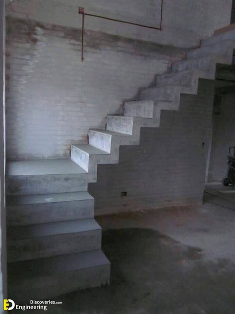 Staircase Information And Details Under Construction - Engineering Discoveries Stair Design Architecture, Concrete Staircase, Stairs Design Interior, Indian House Plans, Building Stairs, Small House Elevation, Small House Elevation Design, Stairs Architecture, Stairway Design