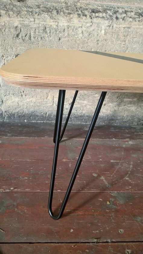 Birch Plywood Table, Hairpin Leg Table Diy, Hair Pin Leg Coffee Table Diy, Coffee Table Hairpin Legs, Birch Ply Coffee Table, Round Walnut Coffee Table, Hairpin Leg Coffee Table, Plywood Coffee Table, Furniture Placement Living Room