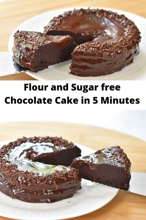 5 minutes chocolate cake without flour, sugar, oil or butter and only requires 4 Ingredients. Cake Without Flour, Sugar Free Chocolate Cake, Sugar Free Chocolate, 4 Ingredients, Sugar Free, Chocolate Cake, Baking Recipes, Flour, Butter