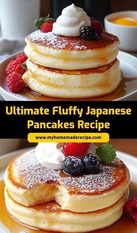 These Ultimate Fluffy Japanese Pancakes are light, airy, and absolutely delicious! Perfect for brunch, they’re a delightful treat topped with syrup and fruit. Japan Fluffy Pancakes, Easy Japanese Pancake Recipe, Japanese Pancakes Fluffy Recipe, Fluffy Japanese Pancakes Recipe, Japanese Souffle Pancake Recipe, Japanese Fluffy Pancakes, Japanese Pancake Recipe, Japanese Souffle Pancakes, Japanese Breakfast