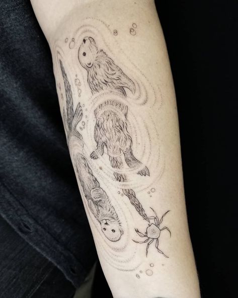 Ruby Lee | Sea otters for Chihiro! Obsessed with the little crab 🦀 . . . #ottertattoo #pdxtattooers #portlandtattooartist #portlandtattoo… | Instagram Otter Tattoo, Portland Tattoo, Otters Cute, Sea Otters, Sleeves Ideas, Lessons For Kids, Life Tattoos, Inspirational Tattoos, Otters