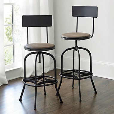 Allen Stool with Backrest Bar Stool With Back, Stool With Backrest, Rustic Bar Stools, Stool With Back, Outdoor Kitchen Bars, Kursi Bar, Bar Stools With Backs, Adjustable Stool, Kitchen Cabinets Makeover