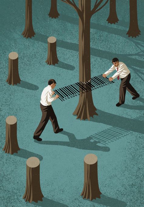 Visual Metaphors Graphic Design, Habitat Loss Poster, Habitat Loss Illustration, Overpopulation Art, John Holcroft, Meaningful Pics, Environment Science, Abstract Symbols, Awareness Art