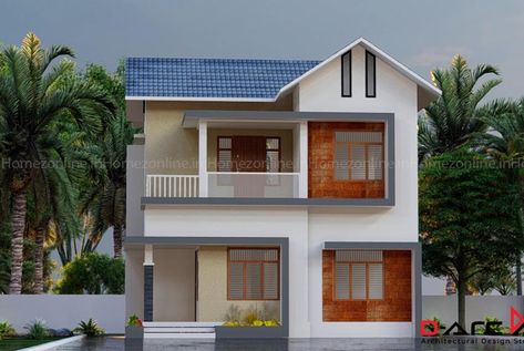 Are you searching a small double storey home design with beatiful exterior design? Today we presenting a Small duplex home with cute exterior. It is a slope roofing home design with three bedrooms. The exterior design is done very simple style but cute looking. Small Double Storey House, Small Duplex House Design, Simple House Exterior Design, Small House Design Kerala, Slope Roof, Double Storey House Plans, House Structure Design, House Structure, Small House Design Architecture