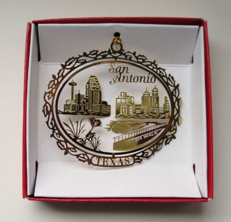 San Antonio Texas Brass Christmas ORNAMENT Souvenir Gift Riverwalk City Skyline *** Want to know more, click on the image. Texas Christmas Decor, Patriotic Christmas Ornaments, Texas Christmas Ornaments, Brass Christmas Ornaments, Texas Ornaments, Brass Christmas, Texas Christmas, San Antonio River, Walking City