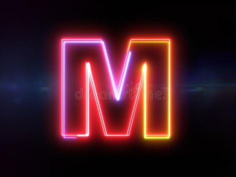 Letter M - colorful glowing outline stock illustration Glowing Letters, Alphabet Symbols, Outline Design, M Letter, Blue Lens, Decorative Lights, Letter M, Letter R, Lens Flare