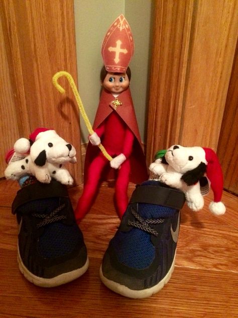 St. Nick elf on the shelf St Nick Elf On The Shelf, St Nick, Shelf Ideas, On The Shelf, Jingle Bells, Elf On The Shelf, Christmas Ideas, Elf, Shelves