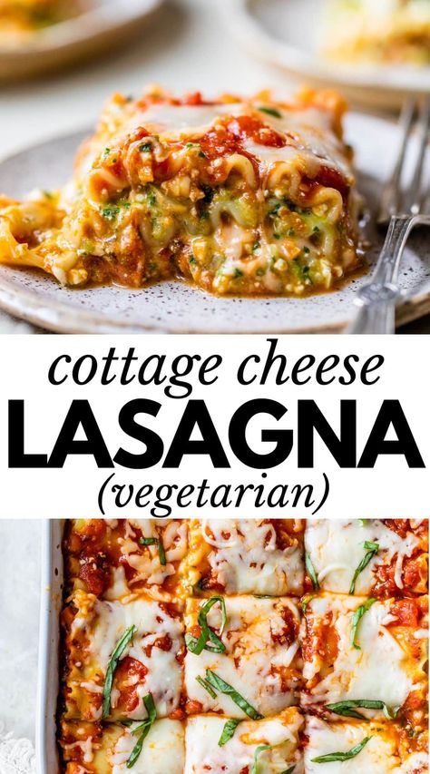 Healthy Lasagna With Cottage Cheese, Healthy Dinner Recipes Cottage Cheese, Veggie Lasagna With Cottage Cheese, Lasagne Cottage Cheese, Cottage Cheese Ricotta, Blended Cottage Cheese Pasta Sauce, Cottage Cheese Recipes Vegetarian, Vegetarian Cottage Cheese Recipes, Dinner With Cottage Cheese