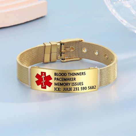 Life Alert, Medical Alert Bracelet, Functional Jewelry, Medical Id Bracelets, Medical Jewelry, Medic Alert Bracelets, Medical Bracelet, Medical Alert, Personalized Bracelet