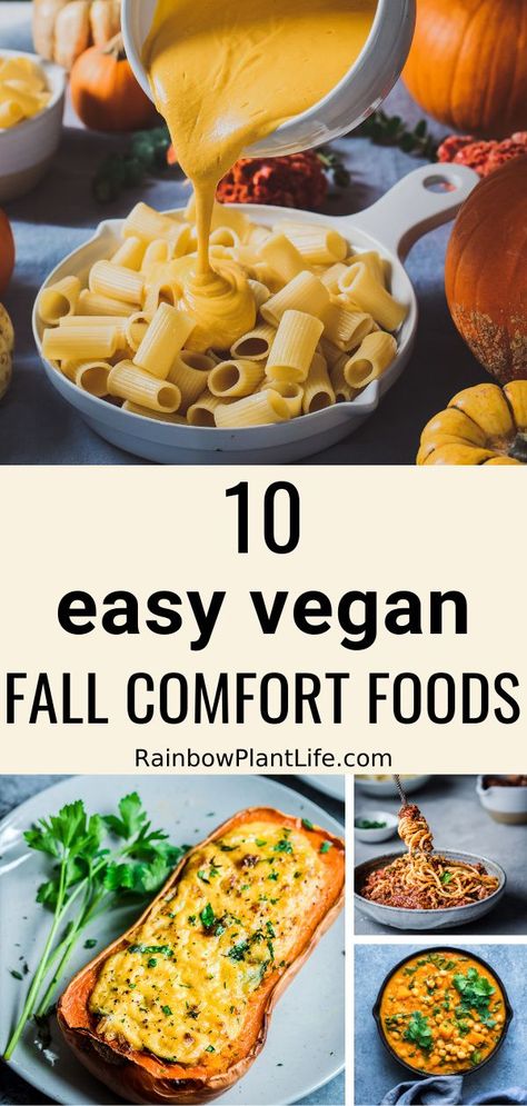 Quick Vegan Comfort Food, Simple Vegan Fall Recipes, Vegan Fall Main Dish, Fall Foods Vegetarian, Fall Recipes Plant Based, Vegan Fall Instant Pot Recipes, Cozy Fall Vegan Recipes, Fall Vegan Meal Prep, Healthy Vegan Comfort Food