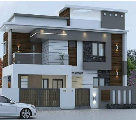 Modern Home Front Yard, Home Front Design, Home Front Yard, Home Front Elevation, House Front Elevation, Front Wall Design, 2 Storey House Design, House Outer Design, House Roof Design