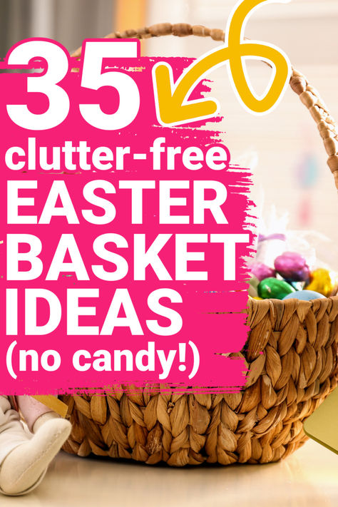 Clutter-Free Easter Basket Ideas: if you love to give your kids a full Easter basket, here are 35 practical and consumable options! Reminder - you can just give one thing in addition to Easter candy. Easter doesn't need to be Christmas 2.0. 😉 Minimalist Easter Basket, No Candy Easter Basket, Simple Easter Baskets, Relaxed Homeschooling, Candy Easter Basket, Easter Stuff, Easter Basket Ideas, Kids Easter Basket, Kids Candy