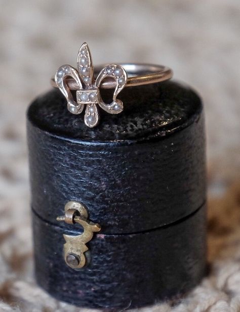 1800s fleur-de-lis ring, antique ring, 1800s antique leather ring box Leather Ring, Antique Ring, Ring Antique, Antique Rings, Ring Box, Wedding Ring, Wedding Rings, Engagement Rings, Ring