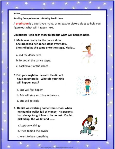 Predicting Outcomes Worksheet, Making Predictions Worksheet, Prediction Worksheet, Predicting Activities, Accounting Cycle, Remedial Reading, Making Predictions, Short Passage, Picture Clues