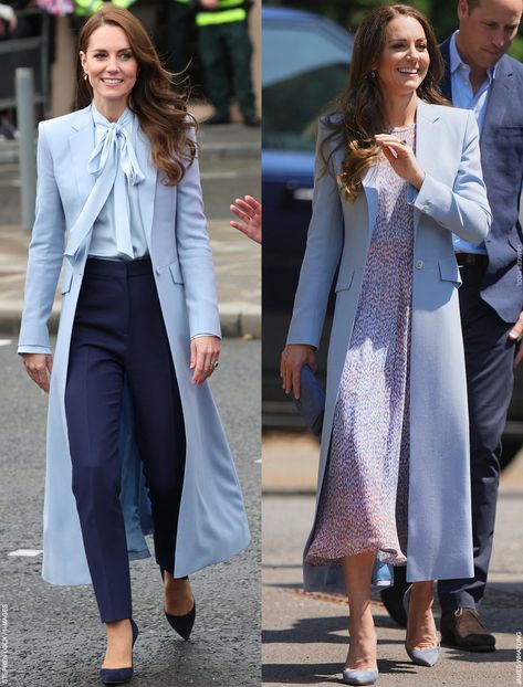 Kate Middleton Blue Outfit, Light Blue Coat Outfit, Gigi 2023, Pale Blue Coat, Blue Coat Outfit, Coat Outfits For Women, Light Blue Coat, Kate Princess, 6th October