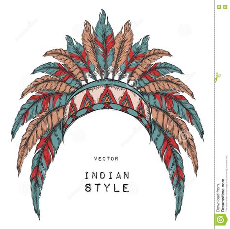 Native American Indian Colored Chief. Red And Black Roach. Indian Feather Headdress Of Eagle. Stock Vector - Illustration of feather, roach: 70981487 Cherokee Tattoos, Eagle Illustration, Chiefs Headdress, Indian Logo, Indian Feathers, Southwest Boho, Indian Colours, Red Indian, Indian Headdress