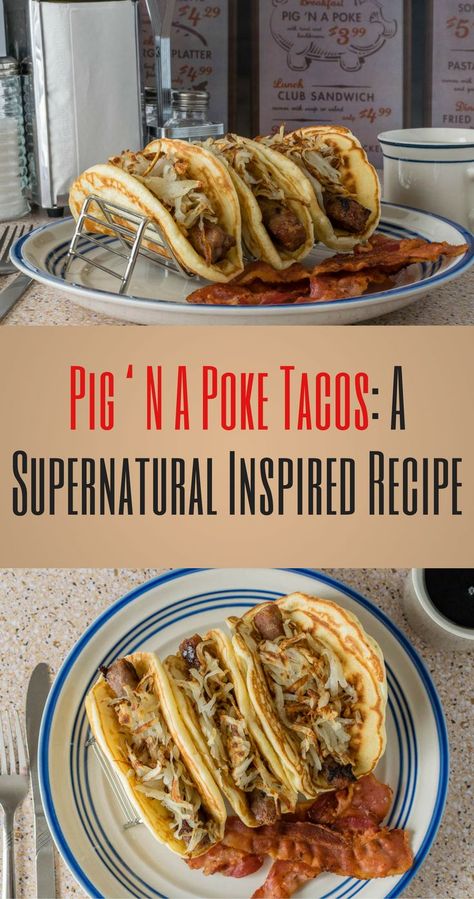 Supernatural Recipes, Horror Treats, Supernatural Food, Poke Tacos, Fandom Recipes, Nerd Recipes, Supernatural Party, Nacho Taco, Movie Food