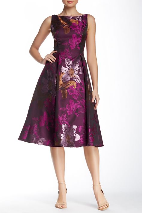 . Multicolor Printed Non-stretch Dresses, Multicolor Non-stretch Midi Dresses, Luxury Multicolor A-line Midi Dress, Multicolor A-line Dress With Graphic Print, Spring A-line Jacquard Dress, Dress Designs For Girls, Western Dresses For Women, Adrianna Papell Dresses, Lace Skater Dress