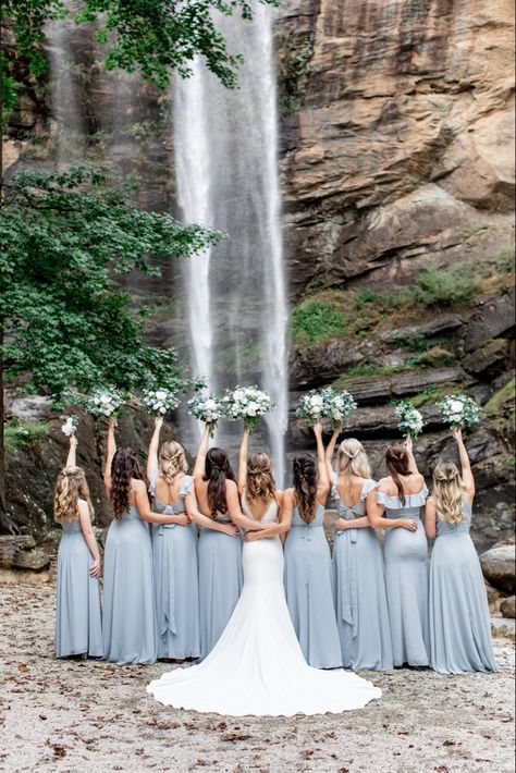 Dolphin Gray Bridesmaid Dresses, Azazie Dolphin Grey, Dolphin Grey Bridesmaid Dresses, Waterfall Wedding Dress, Woodland Wedding Bridesmaids Dresses, Woodland Bridesmaid Dresses, Waterfall Wedding Ceremony, Toccoa Falls Wedding, September Wedding Palette