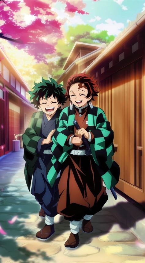 【TANJIRO & DEKU】 ⁀➷ Wallpaper ✪ Tanjiro And Deku, Mha X Demon Slayer, Deku Wallpapers, Demon Slayer Wallpapers, Tanjiro Wallpaper, Friendship Wallpaper, Quotes Uplifting, Demon Slayer Tanjiro, Pins Board