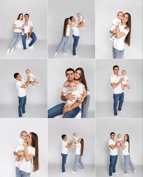 Family Photo Outfits Indoor Studio, Family Of 3 Photo Ideas Studio, Family Photo Studio, Family Photoshoot Outfits, Family Shoot, Family Photo Outfits, Portrait Ideas, Photoshoot Outfits, Baby Photoshoot