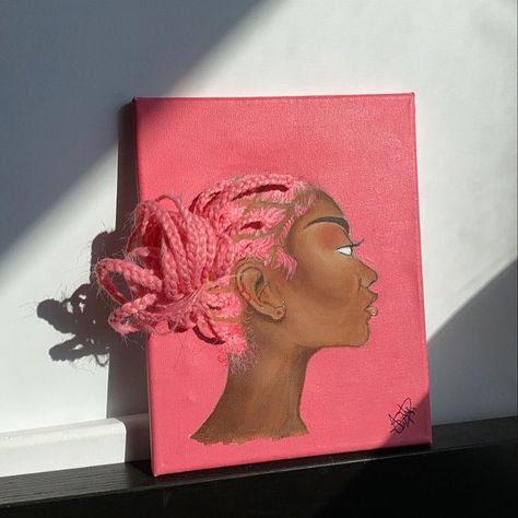 Acrylic Painting Ideas, Cute Canvas Paintings, Light Work, Black Art Painting, Afrocentric Art, Canvas Painting Designs, Pink Canvas, Small Canvas Art, Black Art Pictures